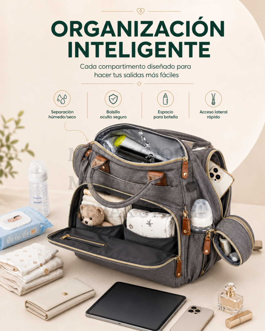 Bolso Pañalera Multiusos Con Cuna Portátil 💼👶