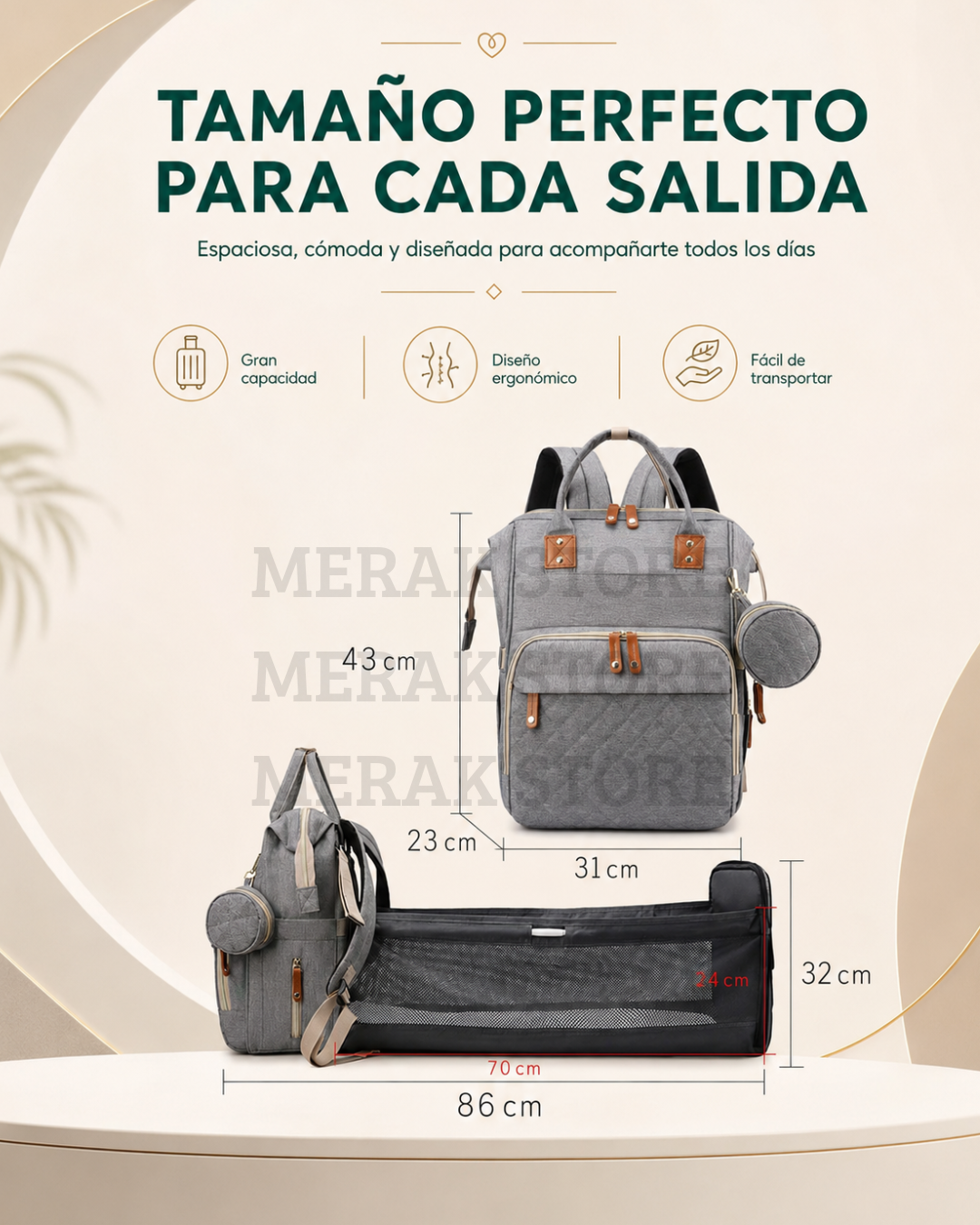 Bolso Pañalera Multiusos Con Cuna Portátil 💼👶