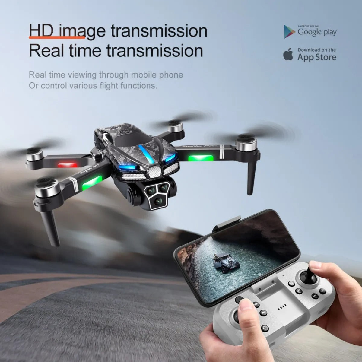 Dron V186 Con Tres Cámaras + Control Rem